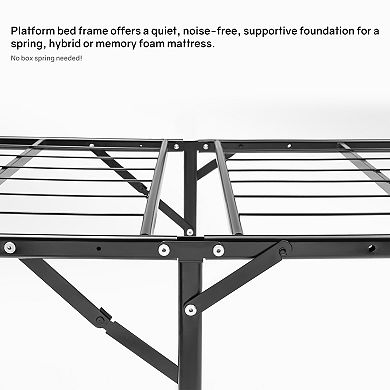 Continental Sleep, 14" Quickbase Metal Mattress Platform Bed Frame Foundation with Steel Slats