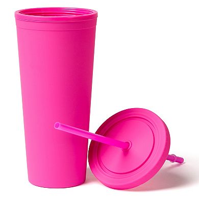 Essential Ginnie Cup with Lid and Straw 24oz Double-Walled BPA-Free Matte Finish