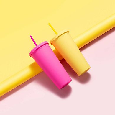 Essential Ginnie Cup with Lid and Straw 24oz Double-Walled BPA-Free Matte Finish