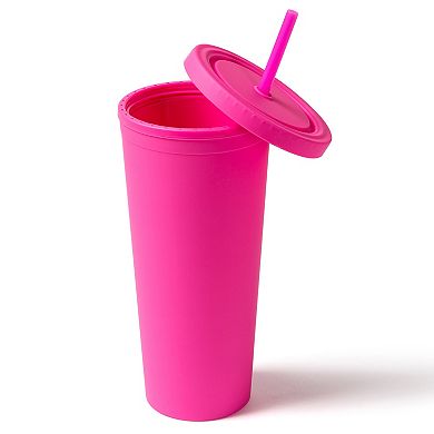 Essential Ginnie Cup with Lid and Straw 24oz Double-Walled BPA-Free Matte Finish