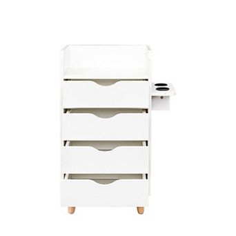 4 -Layer Storage Drawers Cabinet with 2 Hair Dryer Holders