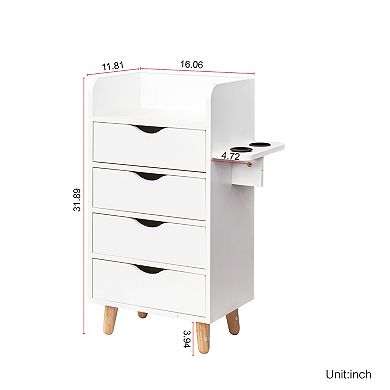 4 -Layer Storage Drawers Cabinet with 2 Hair Dryer Holders