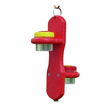 Nectar DOTS Red Double Hanging Hanging Hummingbird Feeders - 4 Ounce(Red and Yellow Flower)