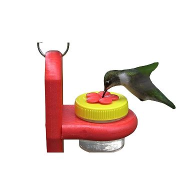 Nectar DOTS Red Double Hanging Hanging Hummingbird Feeders - 4 Ounce(Red and Yellow Flower)