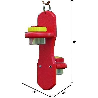Nectar DOTS Red Double Hanging Hanging Hummingbird Feeders - 4 Ounce(Red and Yellow Flower)