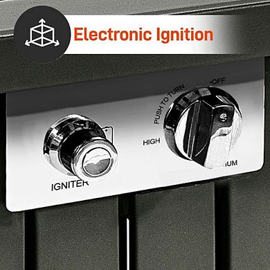 SereneLife Outdoor Propane Fire Pit Table, 50,000 BTU, Adjustable Flame, Glass Wind Guard