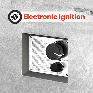 SereneLife 40,000 BTU Propane Gas Fire Pit Table, Adjustable Flame, Lava Rocks, Cover