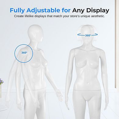 SereneLife 68.9" Female Mannequin, Full-Body Dress Form, Adjustable Arms/Legs, Rotating Head