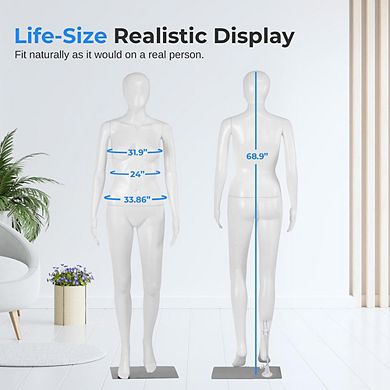 SereneLife 68.9" Female Mannequin, Full-Body Dress Form, Adjustable Arms/Legs, Rotating Head