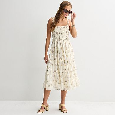 Juniors' Mary & Mo Smocked Textured Maxi Dress