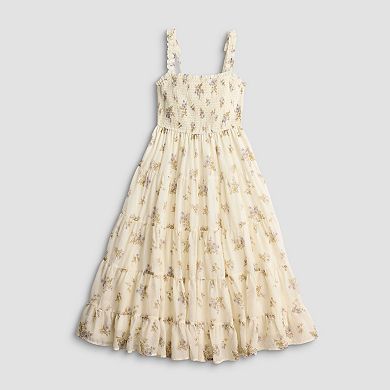 Juniors' Mary & Mo Smocked Textured Maxi Dress