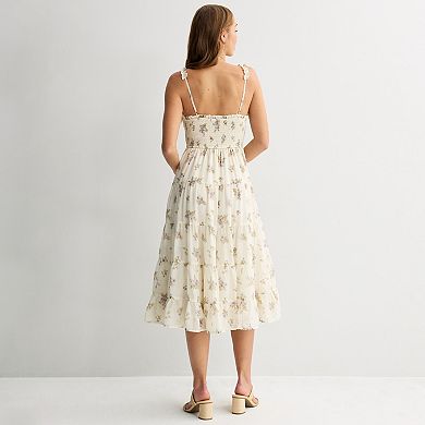 Juniors' Mary & Mo Smocked Textured Maxi Dress