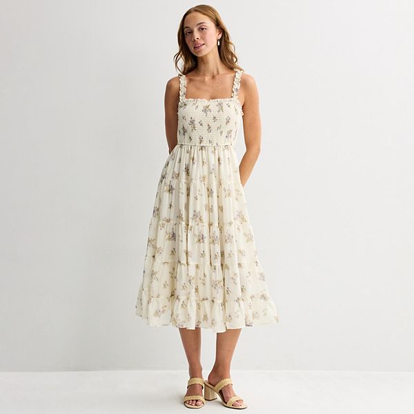 Женские платья Mary & Mo Juniors' Mary & Mo Smocked Textured Midi Dress — фото 1