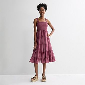 Juniors' Mary & Mo Smocked Textured Maxi Dress