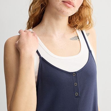 Juniors' Live To Be Spoiled Snap Front Tank Top Jumpsuit