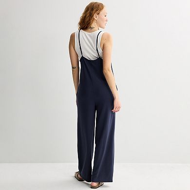 Juniors' Live To Be Spoiled Snap Front Tank Top Jumpsuit