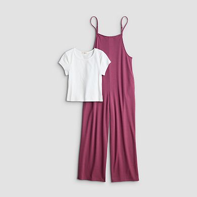 Juniors' Live To Be Spoiled Jumpsuit With Tee