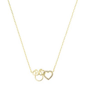 Disney's Minnie Mouse 14k Gold Flash Plated Crystal Pendant Necklace