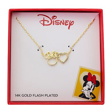 Disney's Minnie Mouse 14k Gold Flash Plated Crystal Pendant Necklace