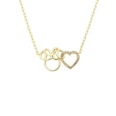 Disney's Minnie Mouse 14k Gold Flash Plated Crystal Pendant Necklace