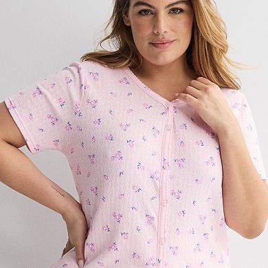Plus Size Croft & Barrow® Short Sleeve Textured Knit Pajama Top & Pajama Bottoms Set