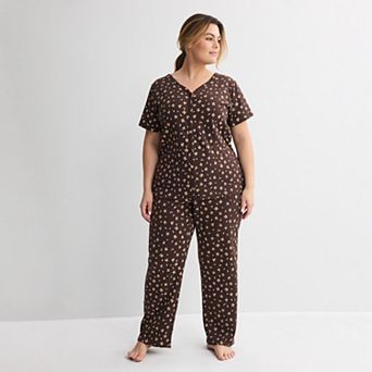 Plus Size Croft & Barrow® Short Sleeve Textured Knit Pajama Top & Pajama Bottoms Set