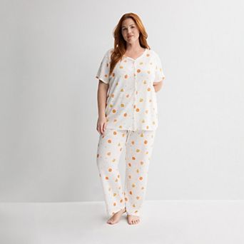 Plus Size Croft & Barrow® Short Sleeve Textured Knit Pajama Top & Pajama Bottoms Set