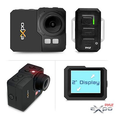 Pyle Expo Sports Action Camera, 1080P, 20MP, Wifi, 2" Screen, Waterproof, Remote Control