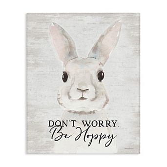 Stupell Home Decor Don't Worry Be Hoppy Bunny Rabbit Wall Art