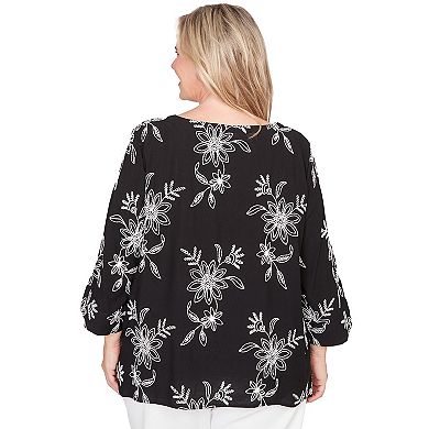 Plus Size Alfred Dunner Tossed Floral Embroidered Top