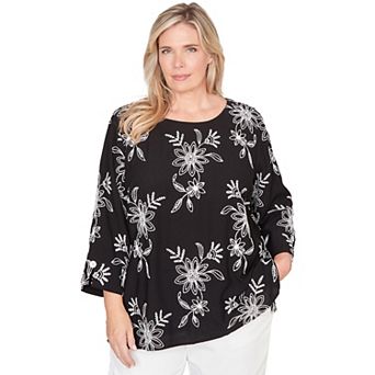 Plus Size Alfred Dunner Tossed Floral Embroidered Top