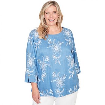 Plus Size Alfred Dunner Tossed Floral Embroidered Top