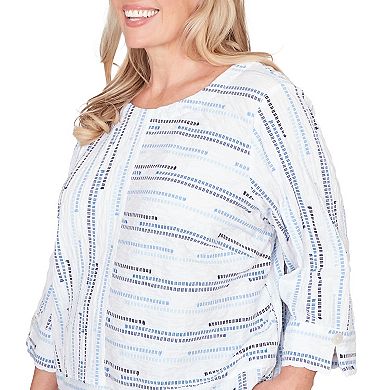 Plus Size Alfred Dunner Spliced Jacquard Stripe Top