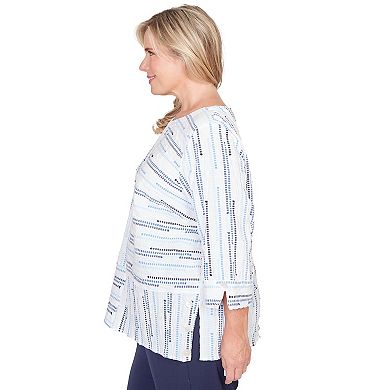 Plus Size Alfred Dunner Spliced Jacquard Stripe Top