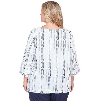 Plus Size Alfred Dunner Spliced Jacquard Stripe Top