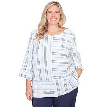 Plus Size Alfred Dunner Spliced Jacquard Stripe Top