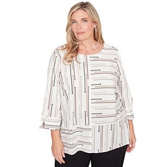 Plus Size Alfred Dunner Spliced Jacquard Stripe Top