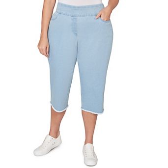 Plus Size Alfred Dunner Super Stretch Denim Fringe Capri Pants