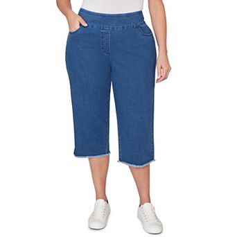 Plus Size Alfred Dunner Super Stretch Denim Fringe Capri Pants