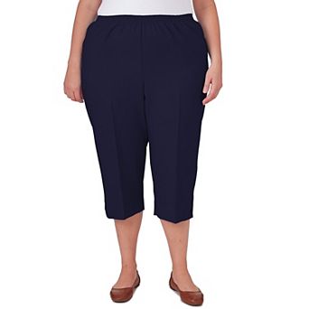 Plus Size Alfred Dunner Button Hem Gathered Waistband Capris