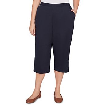 Plus Size Alfred Dunner Solid Twill Button Hem Capri Pants