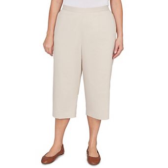 Plus Size Alfred Dunner Solid Twill Button Hem Capri Pants