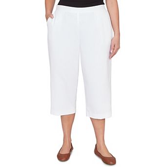 Plus Size Alfred Dunner Solid Twill Button Hem Capri Pants
