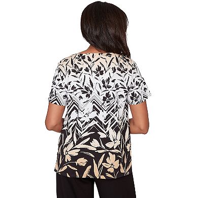 Petite Alfred Dunner Chevron Floral Ombre Print T-Shirt