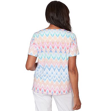 Petite Alfred Dunner Chevron Beaded Neck T-Shirt