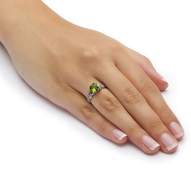 PalmBeach Jewelry Birthstone Ring in Antiqued Sterling Silver