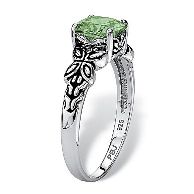 PalmBeach Jewelry Birthstone Ring in Antiqued Sterling Silver