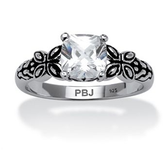 PalmBeach Jewelry Birthstone Ring in Antiqued Sterling Silver