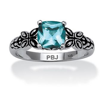 PalmBeach Jewelry Birthstone Ring in Antiqued Sterling Silver