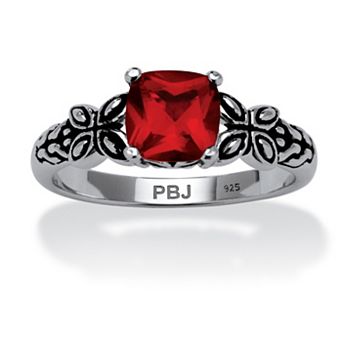 PalmBeach Jewelry Birthstone Ring in Antiqued Sterling Silver